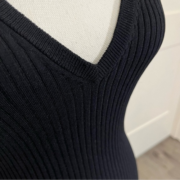 Generation Love Black Stretch Rib Knit V Neck Dress Xs - Picture 6 of 6